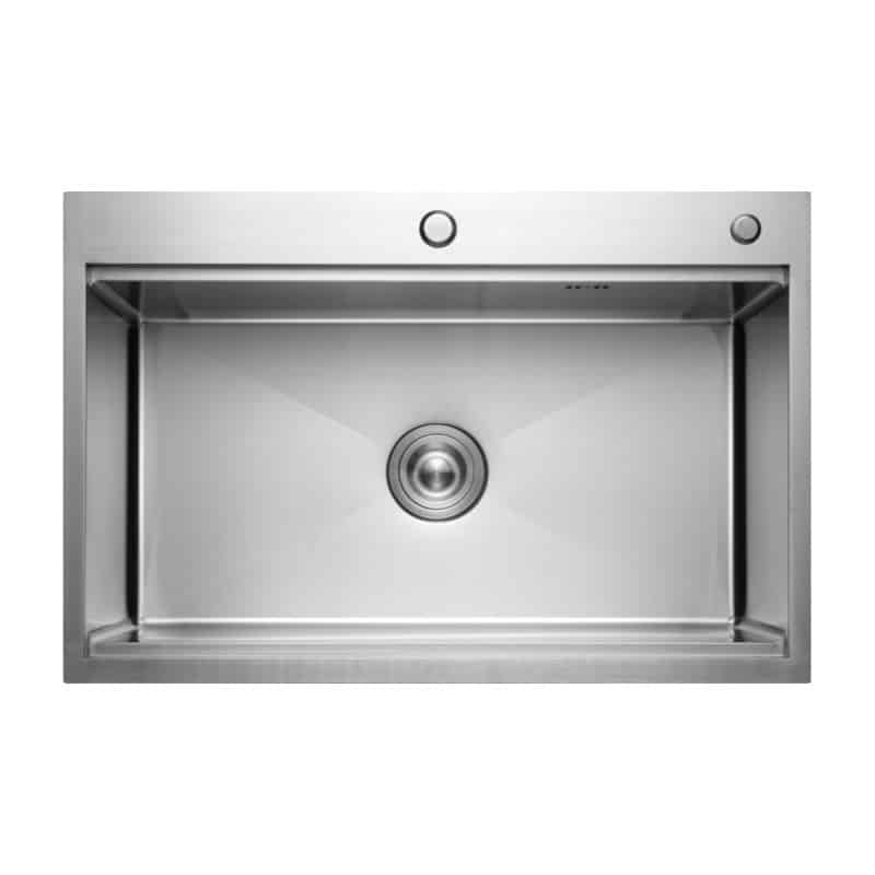 25" compact topmount workstation sink | bar & prep series | 3.0mm thick deck nano pvd | waterfall ready | 25x21 inch