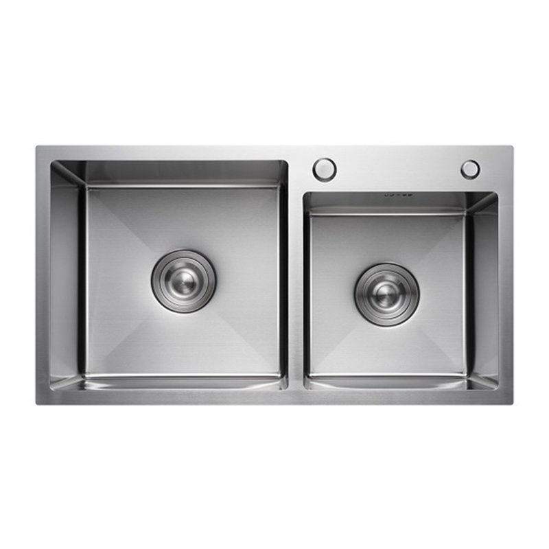 32" topmount offset double bowl sink | main & prep basin (820x450mm) | 3.0mm rigid deck | sus304