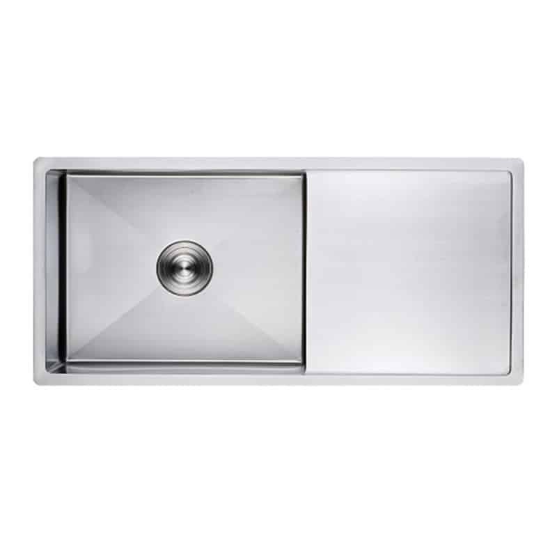 34" handmade kitchen sink with integrated drainboard | 860x450mm single bowl | undermount/flushmount sus304 | r10 radius