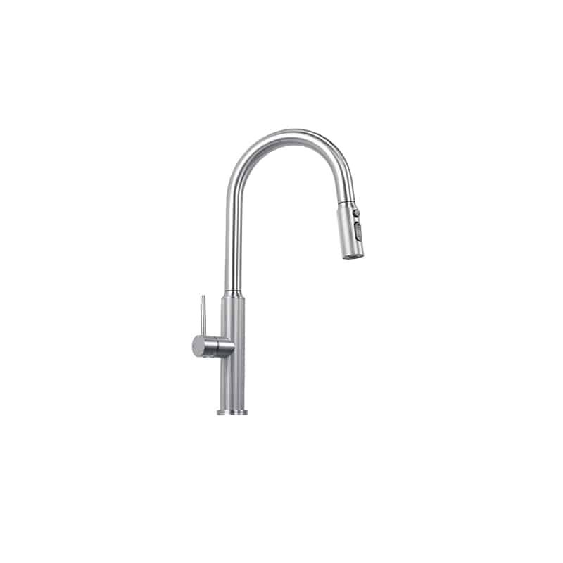 industrial knurled pull down kitchen faucet | sus304 stainless steel | dual function sprayer | pvd finish