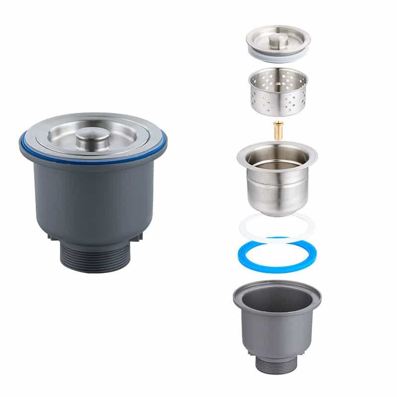 standard 4 1/2" kitchen sink basket strainer | sus304 stainless steel top | removable waste basket | anti leak design