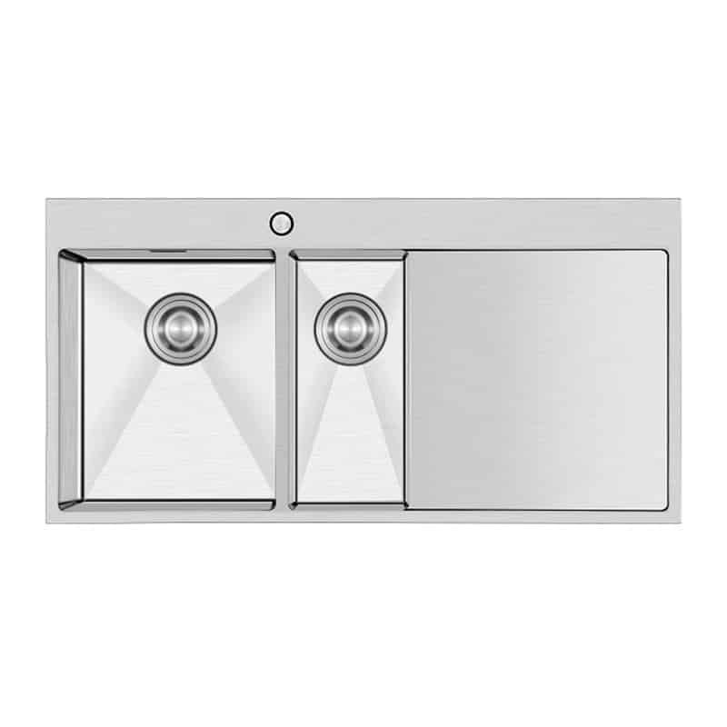 1000mm topmount 1.5 bowl kitchen sink with drainboard | 3.0mm thick deck | sus304 handmade series