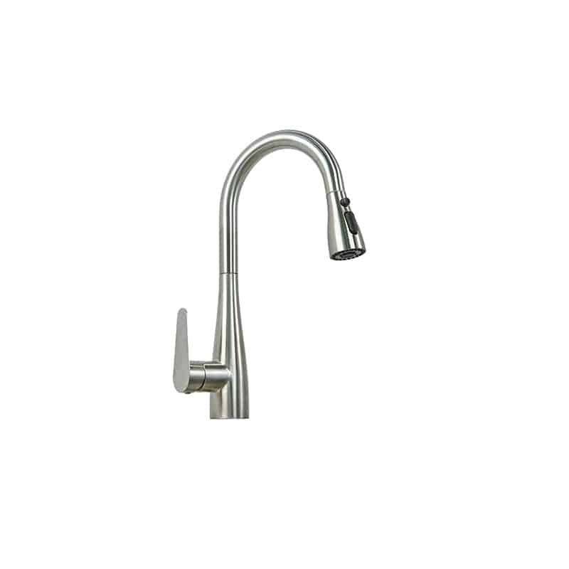 transitional high arc pull down kitchen faucet | tulip sprayer design | solid sus304 stainless steel | ergonomic paddle handle