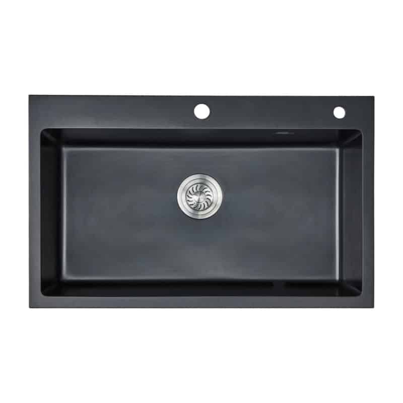 modern 600mm topmount granite composite kitchen sink with faucet deck